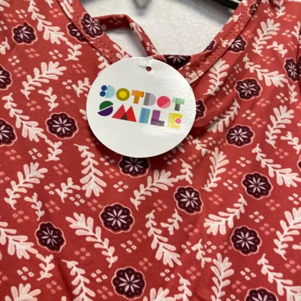 Dot Dot Smile‎ Girls Red Floral Print Ballerina Short Sleeve Dress Size 12-24m